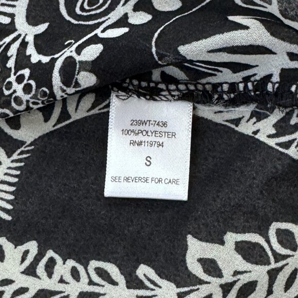 One World Womens Kimono Jacket Black White Paisley Chiffon Boho Flared Sleeve S - Picture 9 of 16